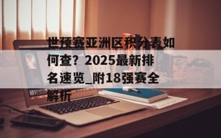 世预赛亚洲区积分表如何查？2025最新排名速览_附18强赛全解析