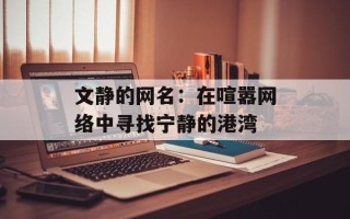 文静的网名：在喧嚣网络中寻找宁静的港湾