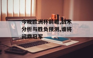 今晚欧洲杯前瞻,战术分析与胜负预测,谁将问鼎冠军