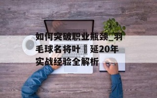 如何突破职业瓶颈_羽毛球名将叶姵延20年实战经验全解析