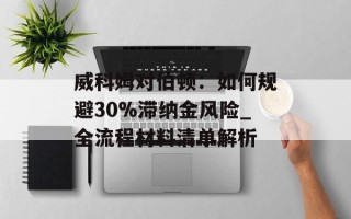 威科姆对伯顿：如何规避30%滞纳金风险_全流程材料清单解析