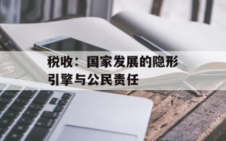税收：国家发展的隐形引擎与公民责任