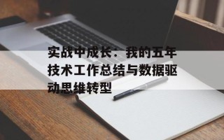 实战中成长：我的五年技术工作总结与数据驱动思维转型