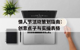 情人节活动策划指南：创意点子与实操表格