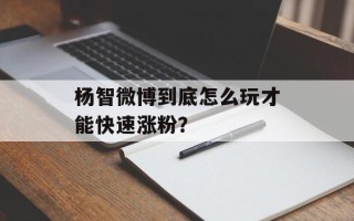 杨智微博到底怎么玩才能快速涨粉？