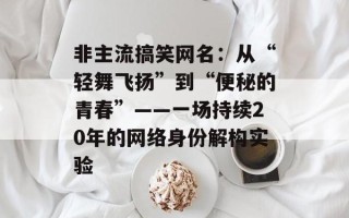 非主流搞笑网名：从“轻舞飞扬”到“便秘的青春”——一场持续20年的网络身份解构实验