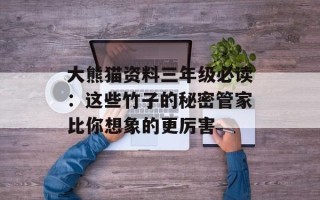 大熊猫资料三年级必读：这些竹子的秘密管家比你想象的更厉害