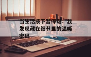 当生活按下暂停键：我发现藏在细节里的温暖密码
