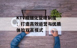 KTV精细化管理制度：打造高效运营与优质体验双赢模式